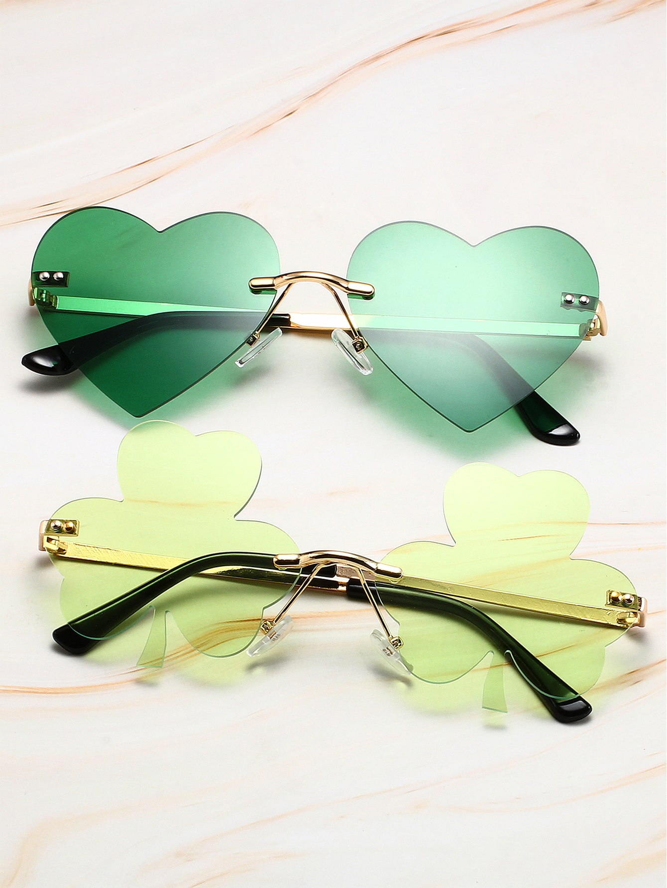 2pairs Heart Design Sunglasses